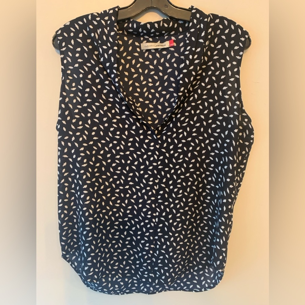 CAPOSHIE Navy Blue Patterned Sleeveless Top